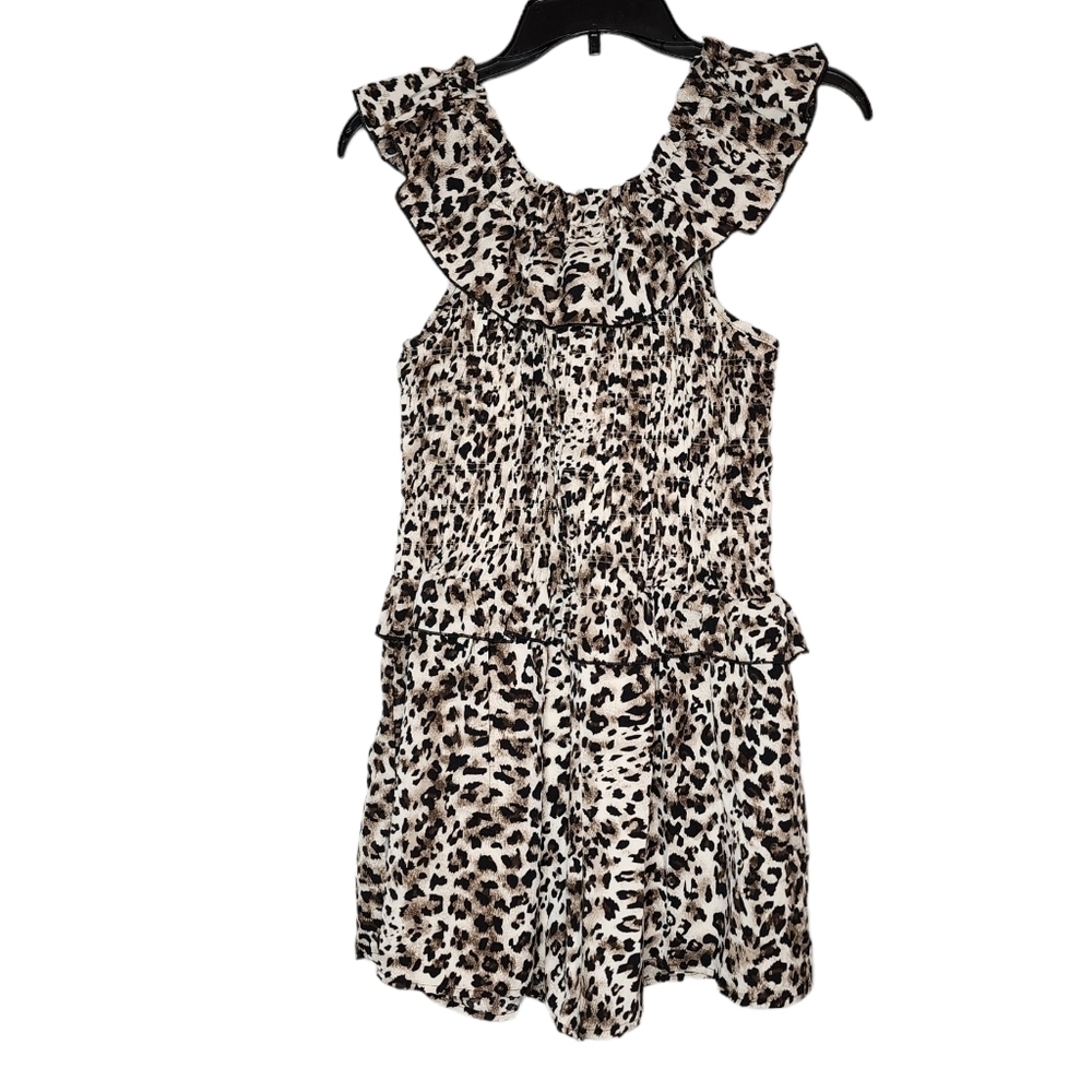 Nordstrom‎ Truly Me leopard smocked romper. Kids 14.